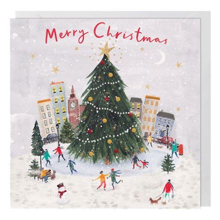 TOWN SCENE WITH TREE